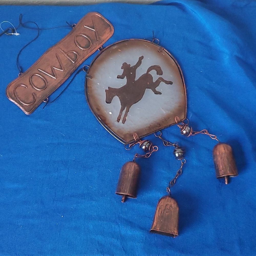 Metal/Glass Cowboy Rancher Wind Chime